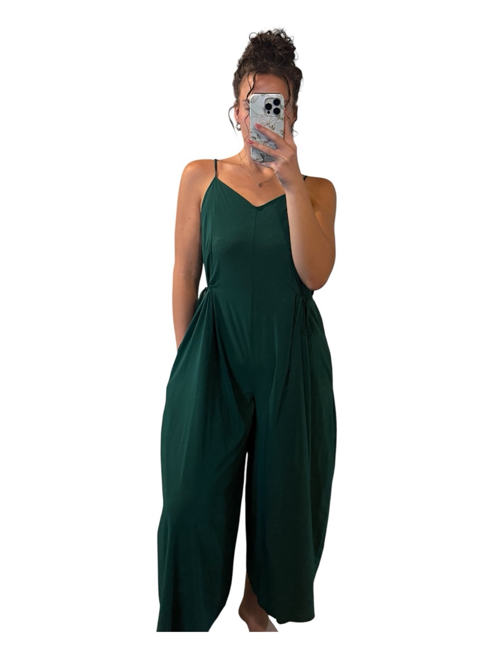 Athleta Forest Green Sleeveless Wide-Leg Jumpsuit